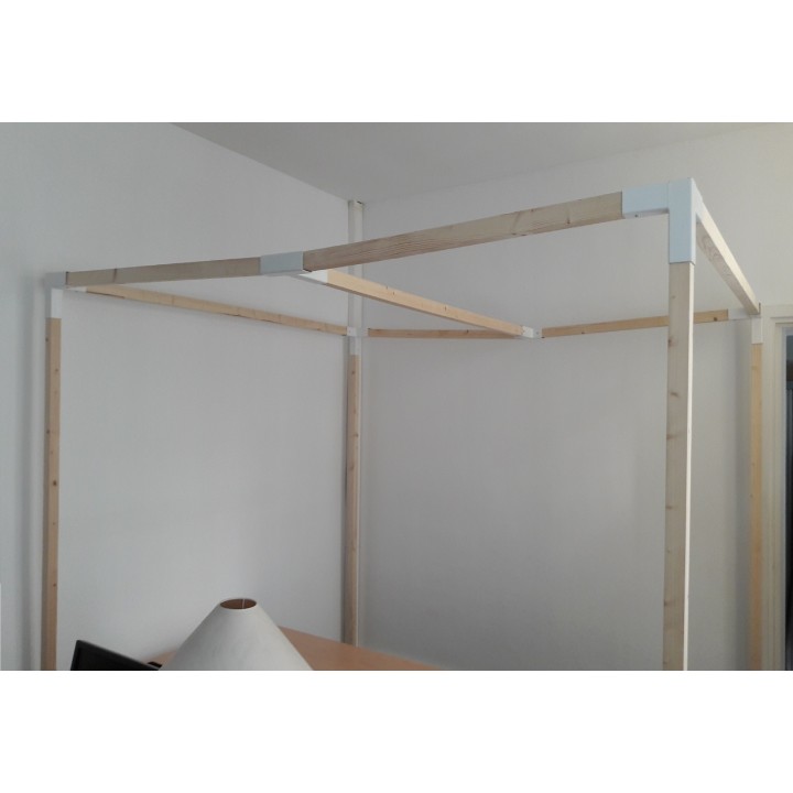 Kit 4 cornières et 6 raccords métalliques (45 ou 35 mm) pour structure autoportante pour baldaquin anti-ondes