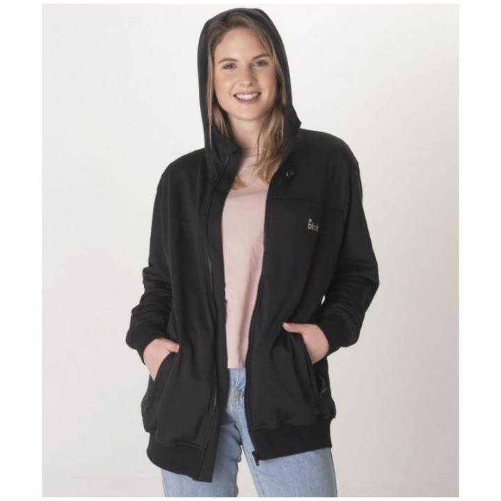 Sweat shirt / hoodie femme LEBLOK noir zippé + port offert