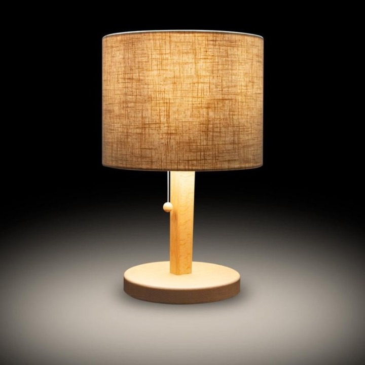 Lampe de chevet bois coton blindée Danell 