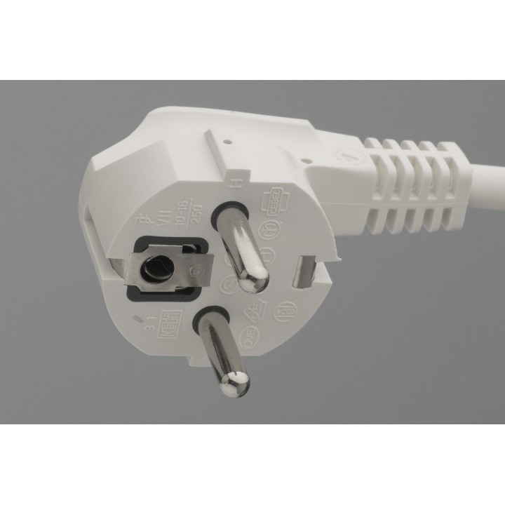 Câble blindé blanc avec prise (4 m - 3G0.75 mm²)