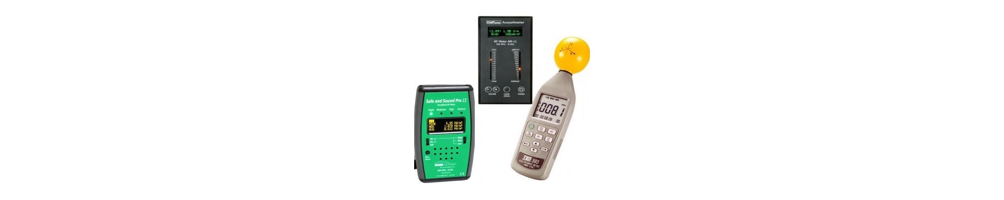 Detecteurs 5G ondes electromagnetiques EMFIELDS AM11 acoustimeter, SAFE AND SOUND PRO 2, CORNET ED85EXplus, TES 593